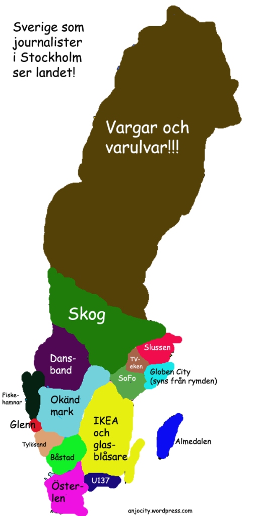Sverigekartan enligt journalister i Stockholm – Word up, Anjo